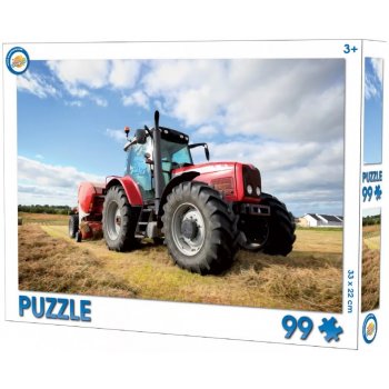 Puzzle Červený traktor - 99 dílků