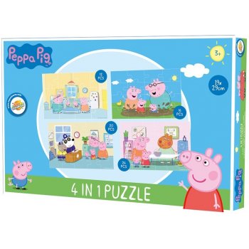 Puzzle Prasátko Peppa - 4v1 - 12, 16, 20 a 24 dílků