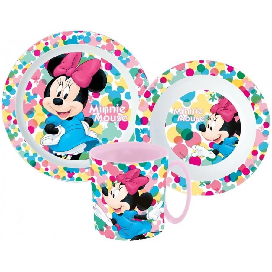 Stor · Sada plastového nádobí Minnie Mouse s velkým hrnkem - 3 díly
