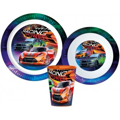 Sada plastového nádobí Racing Power s kelímkem