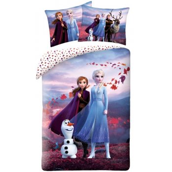 Bavlněné ložní povlečení Ledové království - Anna a Elsa s Olafem