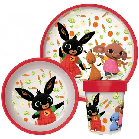 Sada plastového nádobí Zajíček Bing s kelímkem a protiskluzem