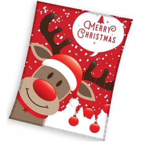 Velká vánoční coral fleece deka Sob Rudolf