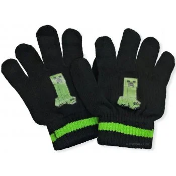 Dětské pletené prstové rukavice Minecraft - černé