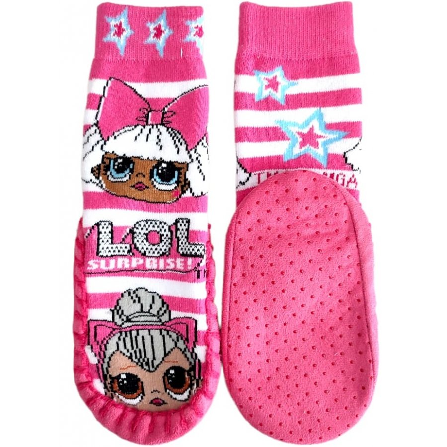 E plus M · Dětské / dívčí protiskluzové ponožky s nopky / papuče L.O.L. Surprise EU 23 / 24