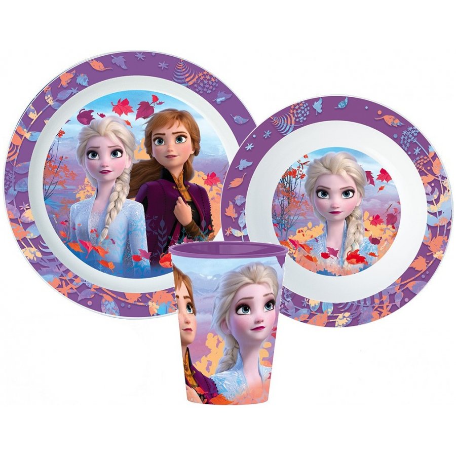 Stor · Sada plastového nádobí s kelímkem pro holky - motiv Ledové království / Frozen - 3 díly