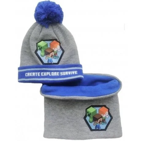 Sada zimní čepice a nákrčník Minecraft - Create Explore Survive