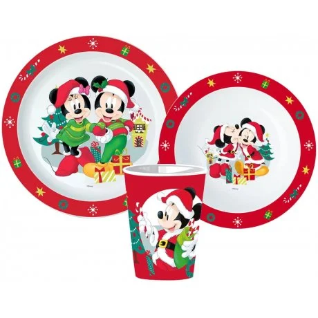 Vánoční sada plastového nádobí Mickey & Minnie Mouse