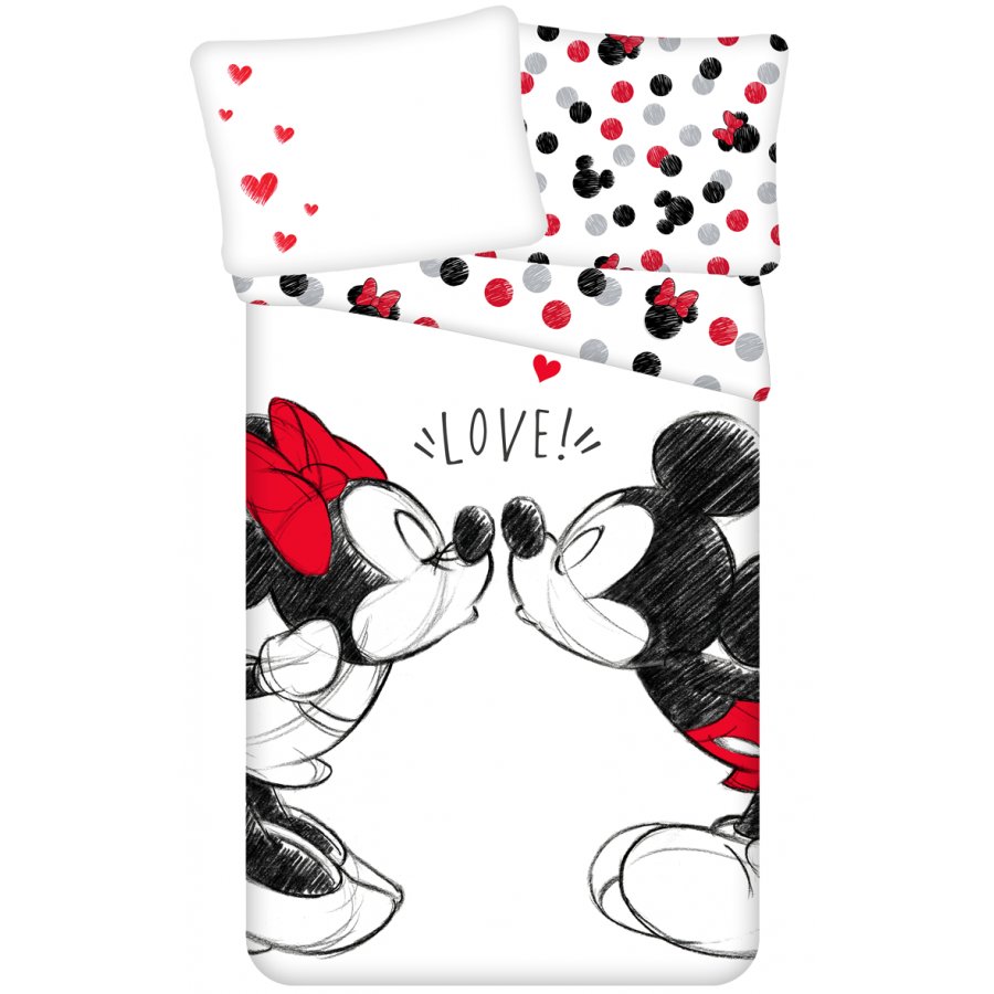 Jerry Fabrics · Bavlněné ložní povlečení Zamilovaní Minnie & Mickey Mouse - Disney - 100% bavlna - 70 x 90 cm + 140 x 200 cm