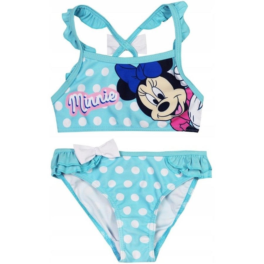 SunCity · Dětské / dívčí dvoudílné plavky Disney - Minnie Mouse s puntíky EU 98 Tyrkysová