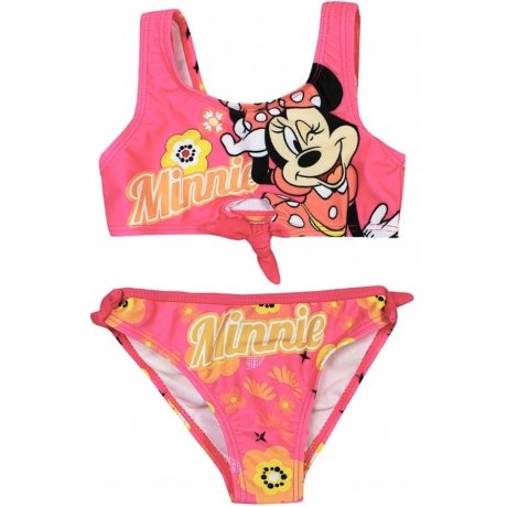 Dívčí dvoudílné plavky Minnie Mouse s květinami