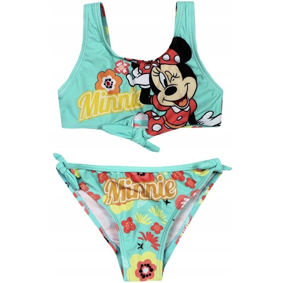 SunCity · Dětské / dívčí dvoudílné plavky Minnie Mouse s květinami - Disney EU 128 Tyrkysová