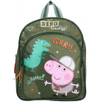 Dětský batoh s přední kapsou Prasátko George s dinosaurem