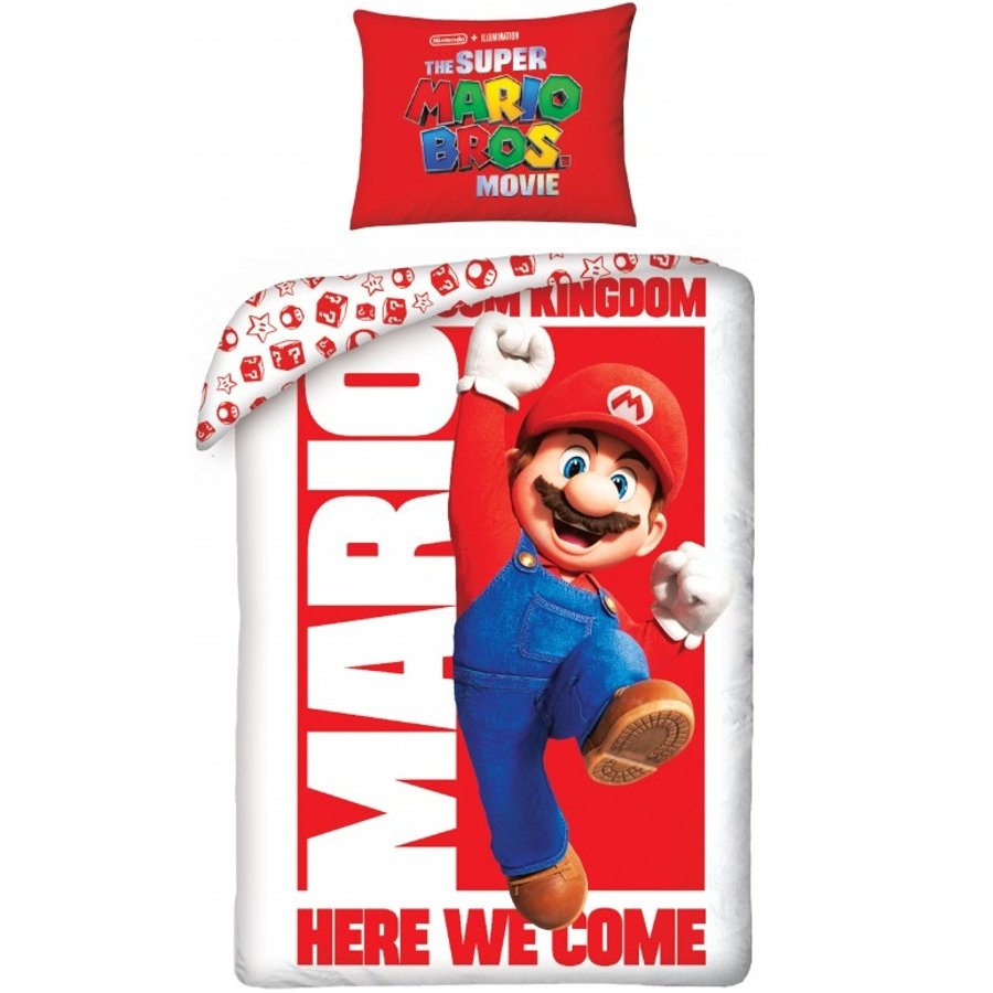 Halantex · Ložní povlečení Super Mario - motiv Mushroom Kingdom, here we come! - 100% bavlna - 70 x 90 cm + 140 x 200 cm