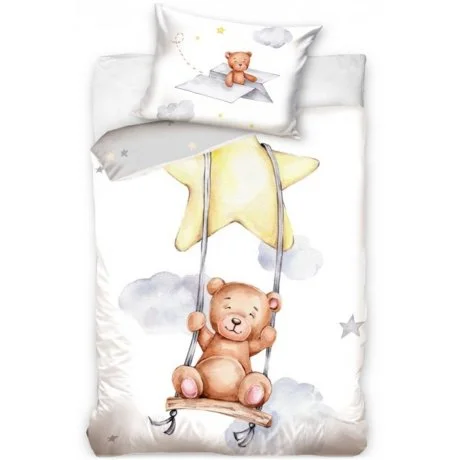 Povlečení do dětské postýlky Medvídek na houpačce