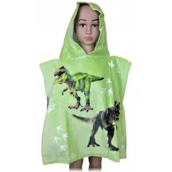 Dětské plážové pončo - osuška s kapucí a dinosaury