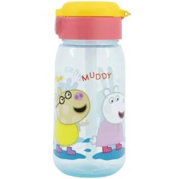 Plastová láhev na pití s brčkem a víčkem Prasátko Peppa