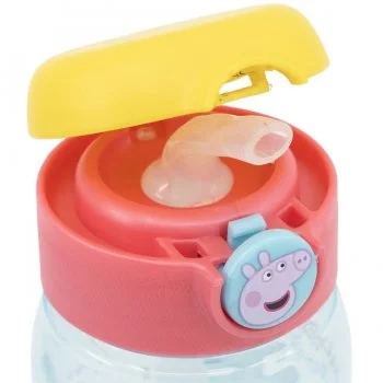 Plastová láhev na pití s brčkem a víčkem Prasátko Peppa