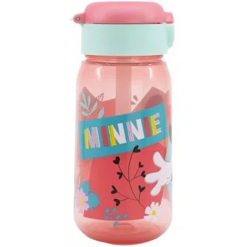 Plastová láhev na pití s brčkem a víčkem Minnie Mouse