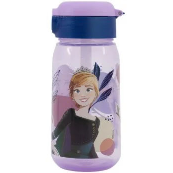 Plastová láhev na pití s brčkem a víčkem Ledové království