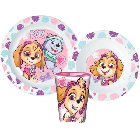 Sada plastového nádobí s kelímkem Tlapková patrola