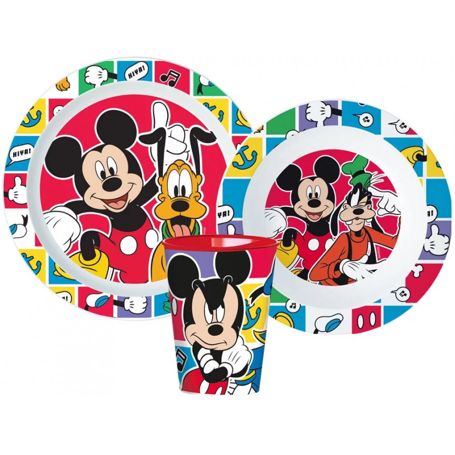 Stor · Sada plastového nádobí Disney - Mickey Mouse a Pes Pluto s kelímkem - 3 díly