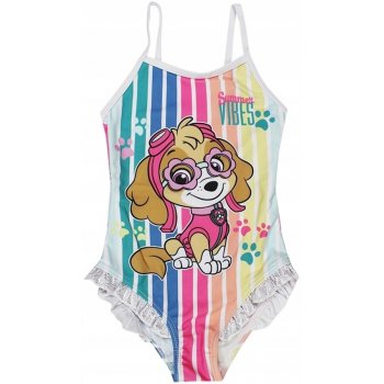 Dívčí jednodílné pruhované plavky Tlapková patrola