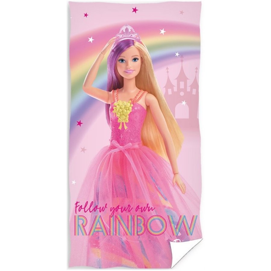 Carbotex · Dívčí plážová osuška Barbie - Follow Your Own Rainbow - 100% bavlna - 70 x 140 cm