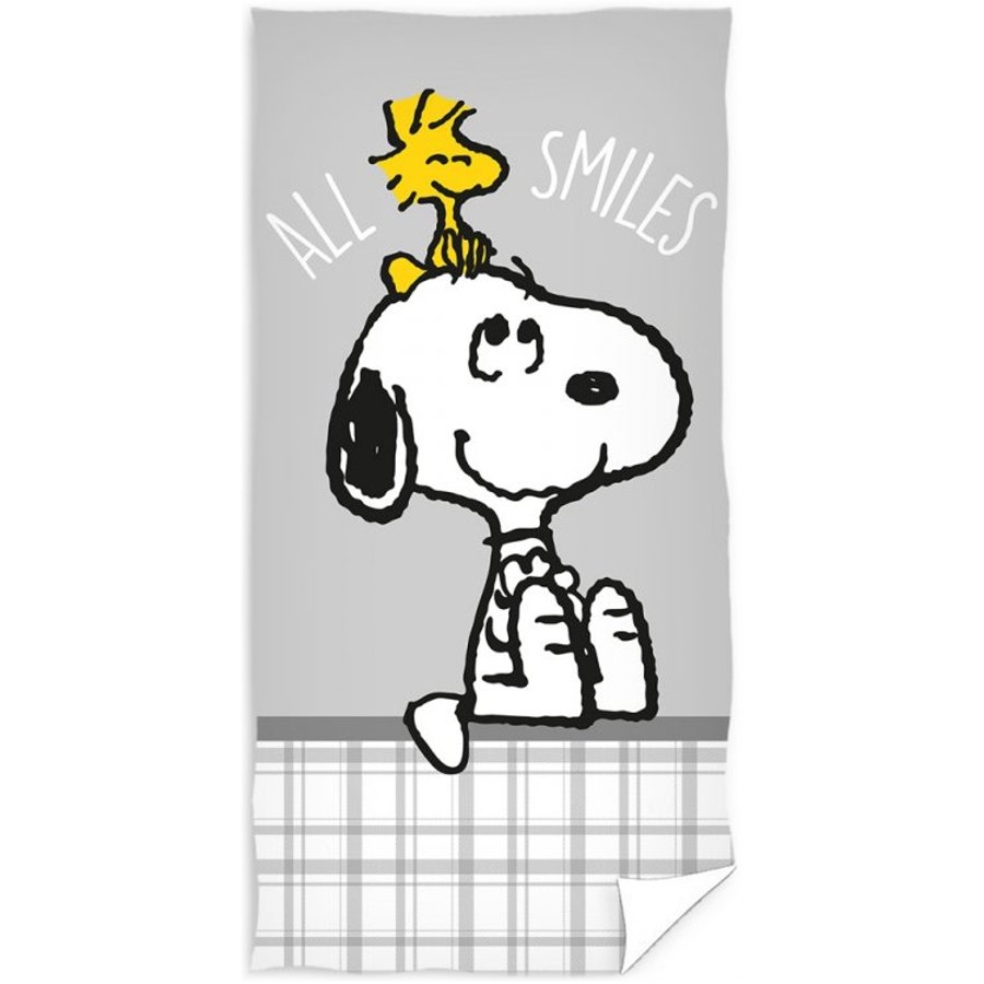 Carbotex · Plážová osuška Snoopy a Woodstock - All smiles - 100% bavlna s gramáží 300g/m² - 70 x 140 cm