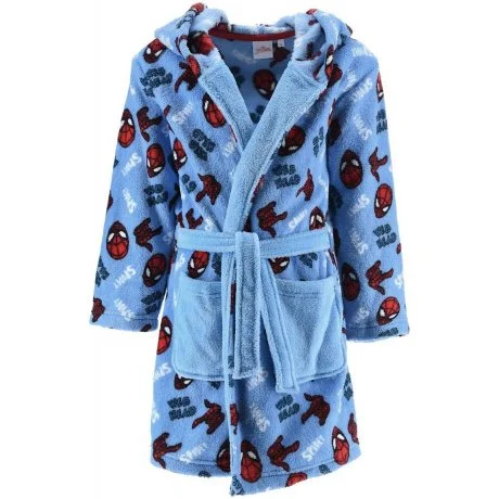 Dětský coral fleece župan s kapucí Spiderman