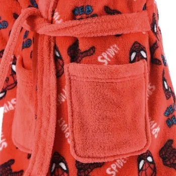 Dětský coral fleece župan s kapucí Spiderman