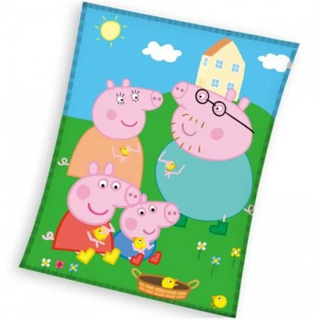Velká fleecová deka Prasátko Peppa a kuřátka