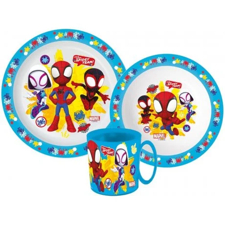 Sada plastového nádobí Spidey Team s hrnkem