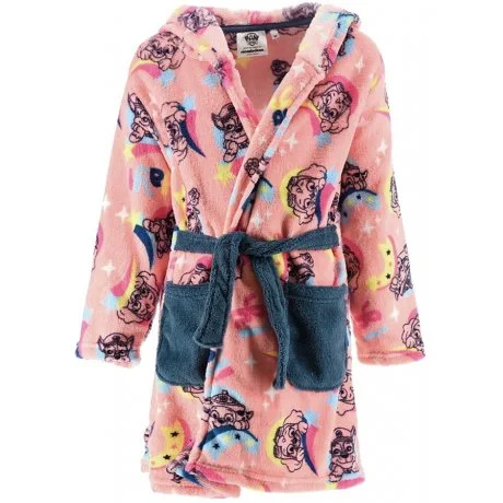 Dívčí coral fleece župan s kapucí Tlapková patrola