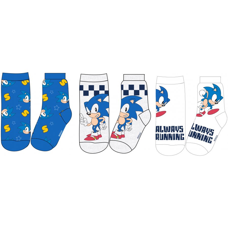 E plus M · Dětské ponožky Ježek Sonic (3 páry) EU 27 - 30