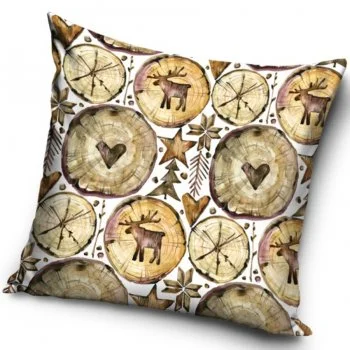 Vánoční povlak na polštář Dřevěné ozdoby