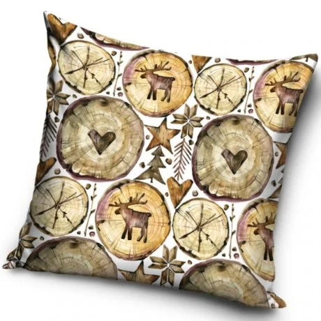 Vánoční povlak na polštář Dřevěné ozdoby