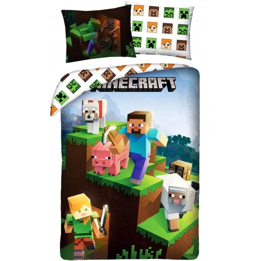 Halantex · Bavlněné ložní povlečení Minecraft - motiv Animals - 100% bavlna - 70 x 90 cm + 140 x 200 cm