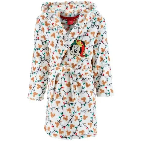 Dívčí vánoční coral fleece župan s kapucí Minnie Mouse