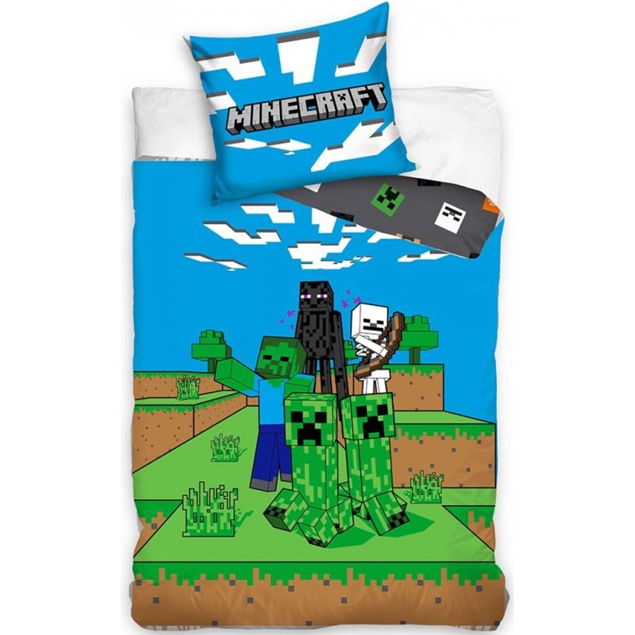 Carbotex · Bavlněné ložní povlečení Minecraft - motiv Mob Monsters - 100% bavlna - 70 x 90 cm + 140 x 200 cm