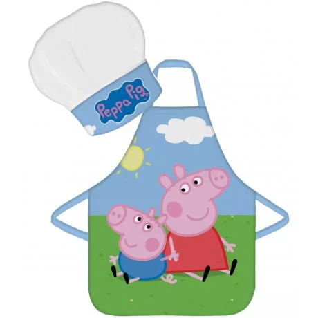 Dětská zástěra s kuchařskou čepicí Prasátka Peppa a George