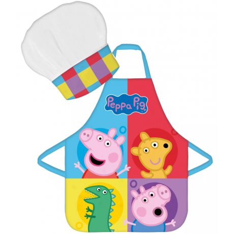 Dětská zástěra s kuchařskou čepicí Prasátko Peppa - Team