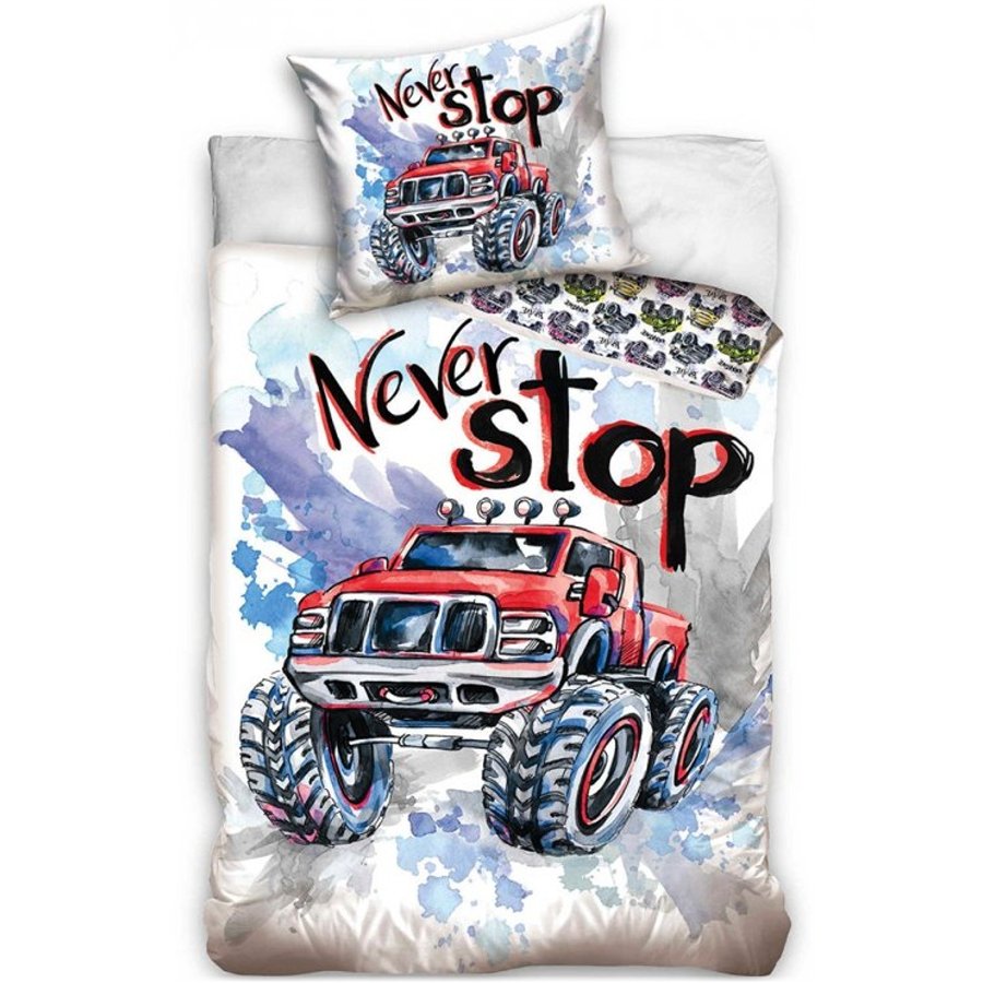 TipTrade (CZ) · Bavlněné ložní povlečení Monster Truck - Never Stop - 100% bavlna Renforcé - 70 x 90 cm + 140 x 200 cm