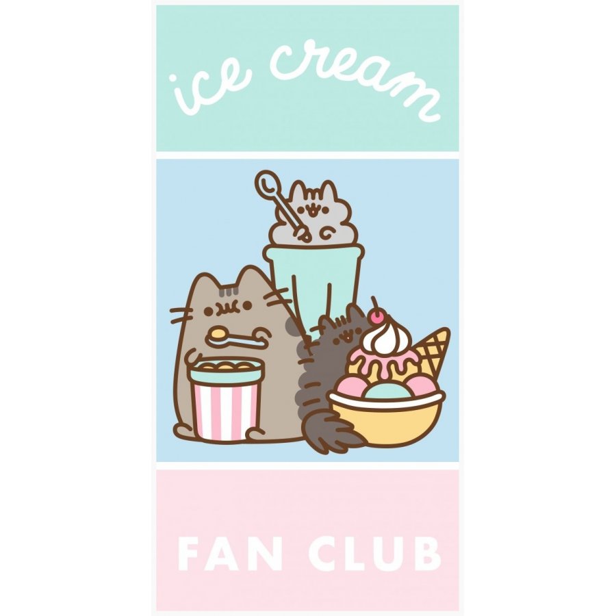 Halantex · Bavlněná osuška kočička Pusheen - motiv Ice Cream Fan Club - 100% bavlna - 70 x 140 cm