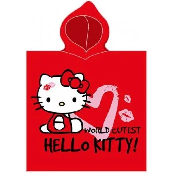Dívčí plážové pončo - osuška s kapucí Hello Kitty