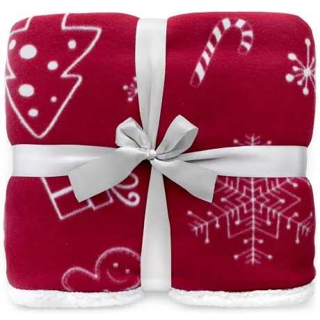 Červená vánoční deka s beránkem