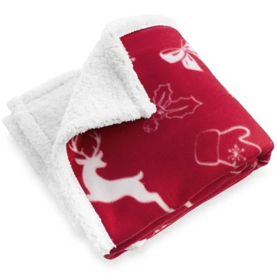 Červená vánoční deka s beránkem
