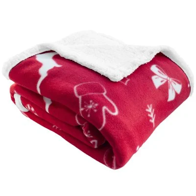 Červená vánoční deka s beránkem