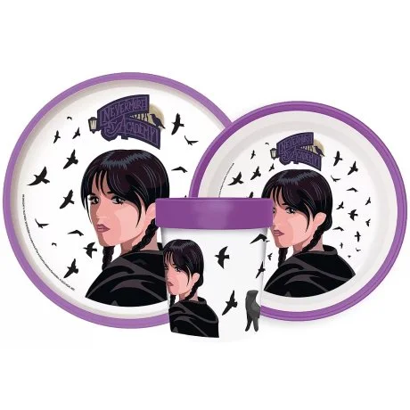 Sada plastového nádobí Wednesday s kelímkem a protiskluzem