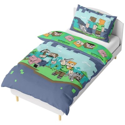 Oboustranné bavlněné ložní povlečení Minecraft - Alex a Steve